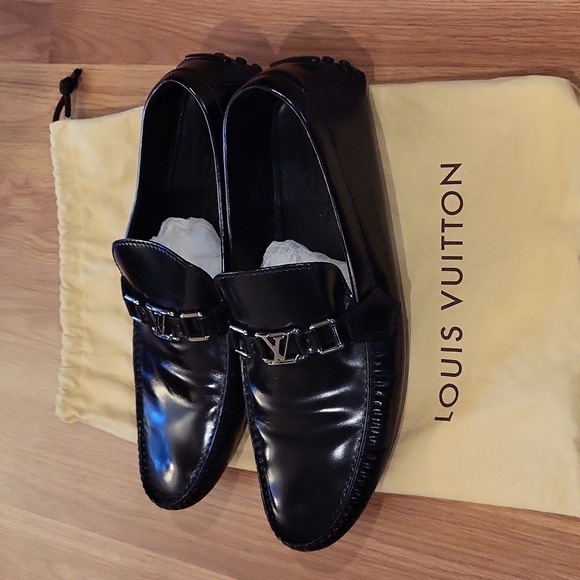 Mens Louis Vuitton Black Leather Mocassin Size 12 - Picture 3 of 11